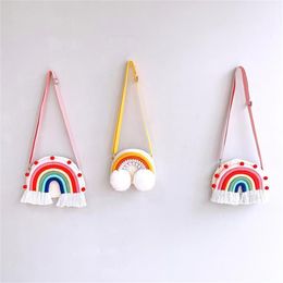 Storage Bags Kids Toddler Purse Rainbow Handbag Creative Crossbody Bag Hanging Decor231u