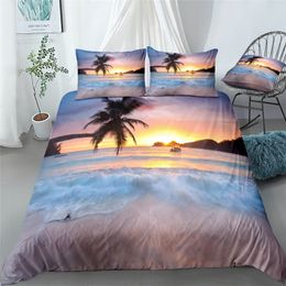 Moon Night 3D Bedding Set EU Single Double King US Twin Full Queen Palm palm grove duvet cover dark blue bedding fluffy bed sets