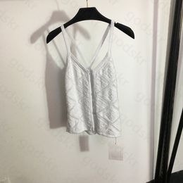 Sexy Hollow Print Camisole Women Designer Diamond Button Sleeveless Vest Pullover Knitted Tops Breathable Crop Top 336