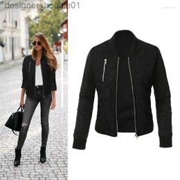 Women's Down Parkas Women's Jackets Autumn Winter Leisure Fashion Solid Women Jacket O-neck Zipper Stitching Quilted Bomber 2023 Coats L230916