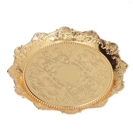 Other Bird Supplies Round Storage Tray Easy To Clean Stainless Steel Retro Golden Elegant Jewellery Decorative For Fruit Bracelet