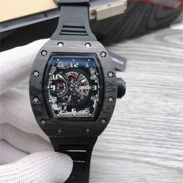 Watches Red MillesRichars Devil Luxury Carbon Fiber Mens Black Technology Same Mechanical Mill Rm056 Cy