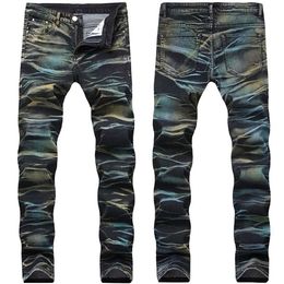 Men Fashion Painted Denim Trousers Multi Color Sretch Printed Jeans Pants For Male Plus Size 29-42194G