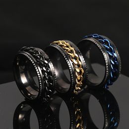 Stainless Steel Rotatable Couple Ring High Quality Spinner Chain Rotable Rings for Women Man Punk Jewellery Party Gift