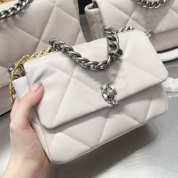 Women's Luxury Brand Bag Tri Colour Spliced Chain Single Shoulder Backpack Crossbody Bag 19 Handbag Metal Leather Chain Wearing Soft Leather Bag 30/26/20cm