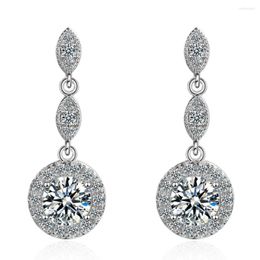 Dangle Earrings Genuine 925 Sterling Silver 2 Carats Diamond Earring Women TRENDY Origin Jewelry Gemstone Drop Jewellry Females