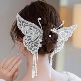 Butterfly Tassel Hairpin Korean Bridal Headdress Women Wedding Hair Clip Hair Accessories Fairy Hair Headwear