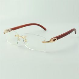Plain glasses frame 3524012 with original wooden legs and 56mm lenses for unisex3376