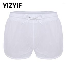 Mens Swim Briefs Soft See Through Swimwear Men Sexy Swimsuit Beach Boxer Shorts Swimming Trunks Drawstring Lightweight Panties1286C