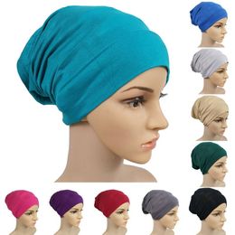 Beanie/Skull Caps Female Underscarf Bonnet Muslim Stretch Turban Cap Modal Inner Hijab Hat Headband Islamic Soft Tube Cap Mujer Turbante 230914