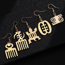Dangle & Chandelier 10pairs lot Gold African Symbol Drop Earrings Vintage Jewelry Ethnic Adinkra Gye Nyame For Women183b