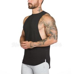 Men's Tank Tops Gyms Clothing Bodybuilding Top Men Fitness Singlet Sleeveless Shirt Cotton Muscle Guys Brand Undershirt For B288z