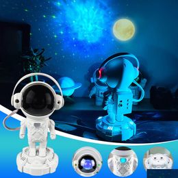 Portable Speakers Mti-Function Bluetooth Speaker Astronaut Star Light Bedroom Colorf Projection Atmosphere Spaceman Ornaments Night Dr Dh9Qz