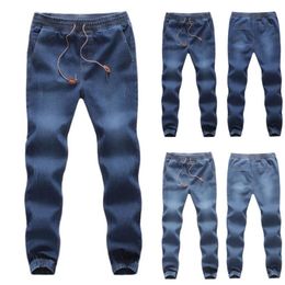 Mens Autumn Winter Joggers Fashion New Men's Casual Autumn Denim Cotton Elastic Draw String Work Trousers Jeans Pants259Z