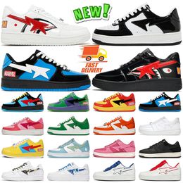 2023 luxury designer running shoes platform low sneakers sk8 mens trainers Patent Leather Shark black white pink men women outdoor sport trainer