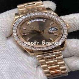 Fashion Baguettes Diamond Bezel watch day date Mechanical Movement Mens Watch rose gold Stainless steel Men's Sport Wrist Wat2762