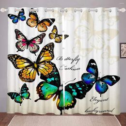 Curtain Girly Butterfly Window Treatments Chic Colourful Butterflies Flying S Pattern Drapes For Kids Women Bedroom