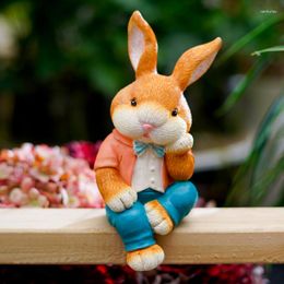 Garden Decorations Cute Cartoon Sitting And Thinking Ornaments Resin Statue Landscaping Animal Sculpture For Home Office Desk Decor