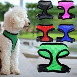 Dog Collars Leashes Harness Vest Adjustable Soft Breathable Supplies Nylon Mesh For Small Animals Puppy Collar Cat Chest Strap 230915