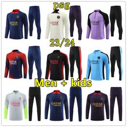2023 2024 Es Men Kids Soccer Tracksuit Long Sleeve 23 24 Paris Man Child Football Tracksuits Training Suit Kits Survetement Foot Chandal
