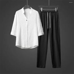 Tute da uomo Set stile estivo oversize T-shirt tinta unita moda casual Pantalone Completo da uomo in due pezzi di alta qualità per la casa