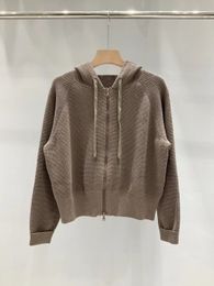 Women's Jackets Sweatshirts Summer Collection Casual Cotton Hooded Sequined Knitted Jacket 230914