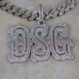 2021 New Design 14K Gold Filled Hip Hop Iced Out Cz Vvs Moissanite Diamond Sier Large Letter Charm Pendant