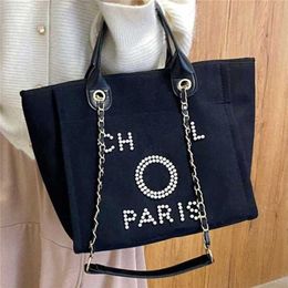 Luxury Women's Classic Hand Bags Canvas Beach Bag Tote Handbags Fashion Female Large Capacity Small Chain Packs Big Crossbody Handbag VBLY H90