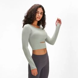 New Personalised Yoga Sports Bra Women's Fitness Wear Long Sleeve T-shirt Pad Half Long Distance Walking Slim Fit Sports Fitness Top individual character