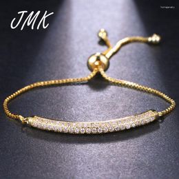 Link Bracelets JMK Cubic Zirconia Pave Bangle Adjustable Charming Fashion Rose Gold Women Bracelet For Female Bridal Wedding Party Jewellery