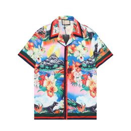 Summer Mens tiger printed Shirts Designers Bowling Men women Flower Hawaiian silk Business shirt Casual Shirts Slim Fit Short Slee266Q