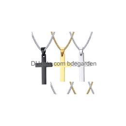 Pendant Necklaces Fashion Cross For Women Men Relius Crucifix Gold Sier Black Chains Luxury Jewellery Gift Drop Delivery Pendants Dhigf