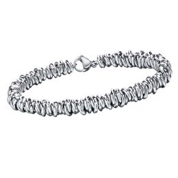 Stainless Steel Stylish Simple Unisex Open Loop Circle Handmade Chain Bracelet Silver 5.8mm 8.66inch n1510