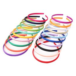 100pieces Lot Solid Satin Covered Headband For Kid Girls 10 Mm Width Candy Color Hairband Hair Accessories Hair Hoop276d