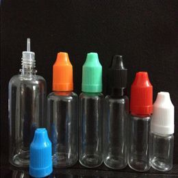 500pcs E Liquid PET Dropper Bottle with Colourful Childproof Caps Long Thin Tips Clear Plastic Needle Bottlesl 5ml 10ml 15ml 20ml 30ml 5 Nsrp