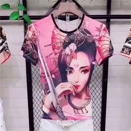 DIY T-Shirt 886 Short Sleeve T-shirt Men's European and American Foreign Trade Printing Top Summer New Chinese Style Loose Round Neck Half Sleeve T-shirt