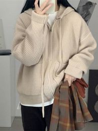 Women s Sweaters Solid Kintted Jacket Autumn Winter Casual Hoodies Harajuku Basic Outwear Knitwear Tops Thick Warm Cardigan Sweater Female 230915