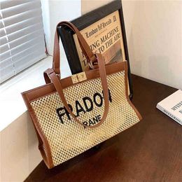 50% off clearance sale Summer large capacity beach grass woven bag women's versatile 2023 New Fashion Shoulder Bag portable Tote Bag model 258