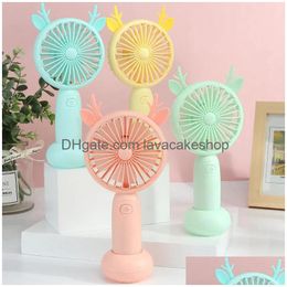 Party Favor Rechargeable Mini Fan Hand Held 1200Mah Usb Office Outdoor Household Desktop Pocket Portable Travel Electrical Appliances Dhmsx