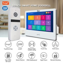 AnjieloSmart 10 inch Touch Monitor with Night Vision Doorbell Camera Video Intercom For Home Safety