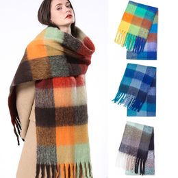 Scarves Luxury Cashmere Women Plaid Scarf Winter Warm Shawl and Wrap Bandana Pashmina Long Tassel Female Foulard Thick Blanket 230915