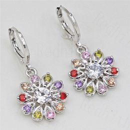 Dangle Earrings Luxury Trendy Eardrop For Women 's Flower Dangler Drop Earring White Gold Filled Fashion Jewellery Accessories Gift