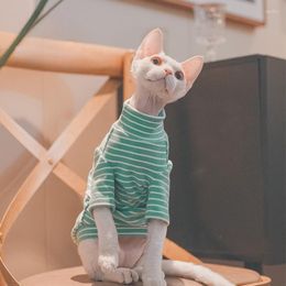 Cat Costumes Clothes Sphynx Fleece Coat Long Sleeves Soft Stripped Undershirt For Kittens Dogs Devon Rex Cute Jumpsuit Spring And Au