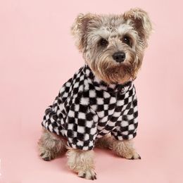 Dog Apparel Luxury Warm Clothes Winter Coat French Bulldog Plush Puppy Jacket Fashion Black White Plaid Small Medium Dogs 230914