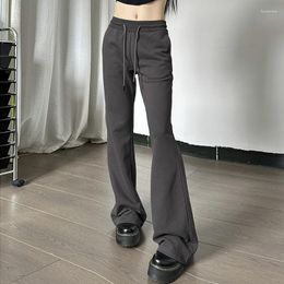 Women's Pants Lygens Solid Elastic Drawstring Long Bell-Bottomed Flares 2023 Y2K Wholesale Casual Streetwear Daily Women Clothing