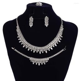 Necklace Earrings Set Jewelry HADIYANA Bracelet Ring Bridal Wedding Elegant Ladies High Quality Zircon BN9275 Girl Gifts