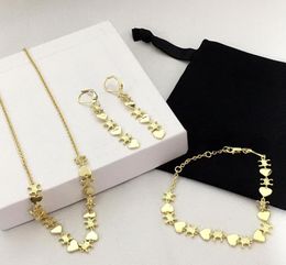 New designed Triomphe handbag bags Pendant necklace bracelet earring Brass Gold plated women Designer Jewellery Sets HXCE08