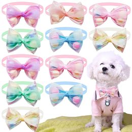 Dog Apparel 50PCS Lace Bow Ties for Small Adjustable Collar Cat Cute Pompoms Bowties Puppy Grooming Accessories 230915