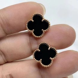 Jewelry designer earrings 925 silver 18K rose gold full diamond earrings gold black agate red chalcedony ear jewelry gift2024