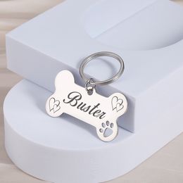 Dog Collars Leashes Personalized Pet ID Tags Shiny Mirror Bone Engraving Name Kitten Puppy Anti-lost Collar Tag for Cat Nameplate Pets 230915